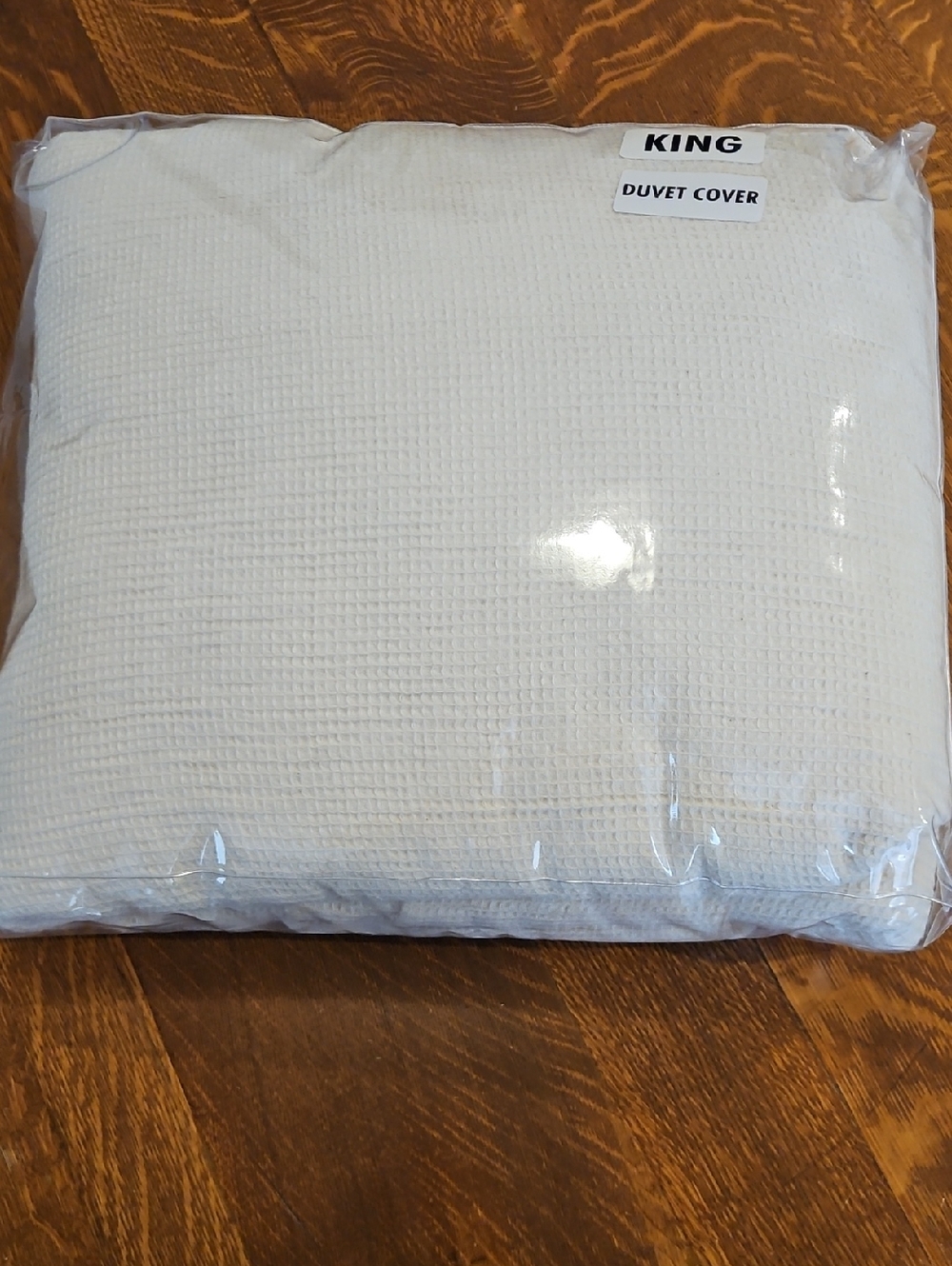 King Cream Waffle Weave Duvet Cover
